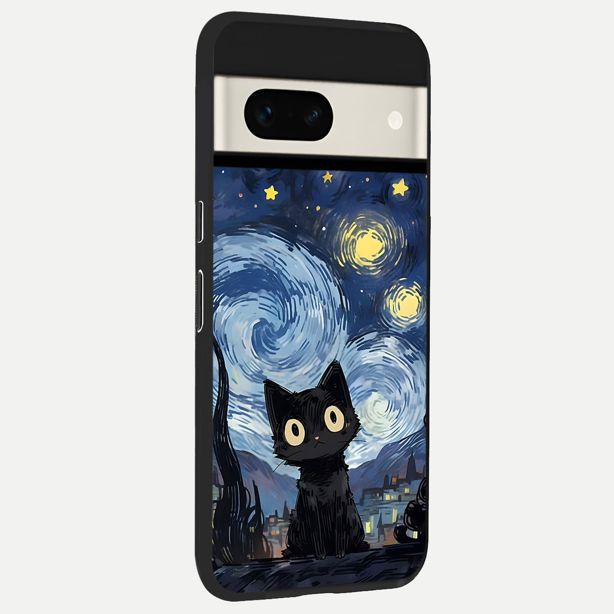  Van Gogh Cat back cover For Google Pixel 7A slim fit glass case with vibrant aesthetic design