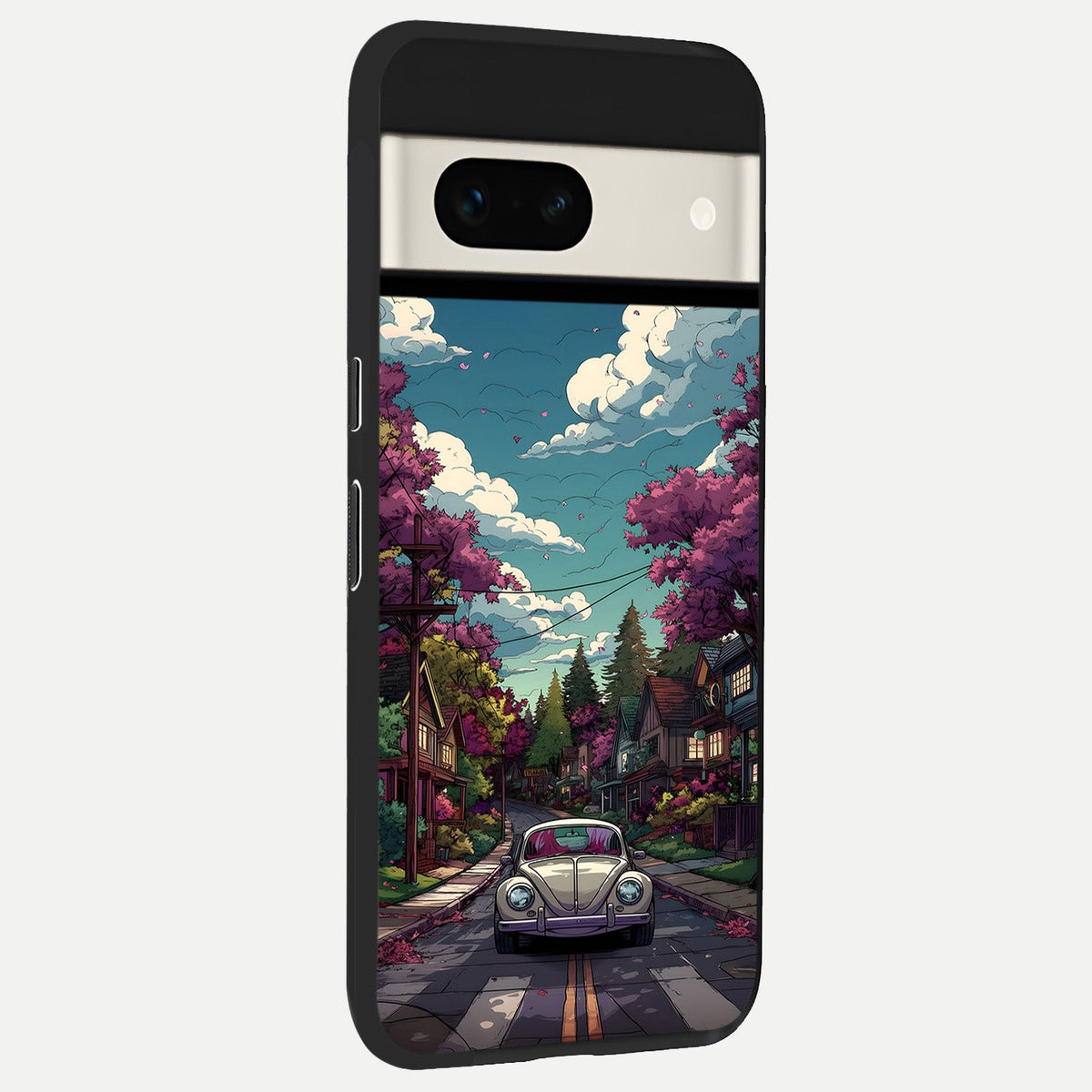  Vintage Street Drive back cover For Google Pixel 7A slim fit glass case with vibrant aesthetic design