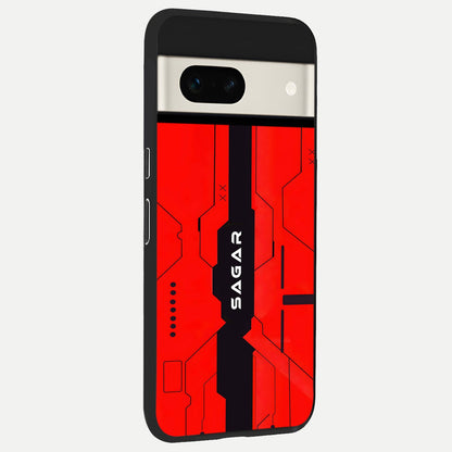  Voltage Rise CYBERPUNK Custom Name back cover For Google Pixel 7A slim fit personalized glass case with bold cyberpunk design