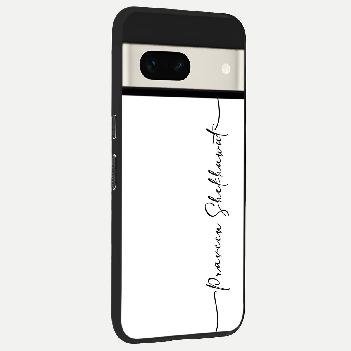  White Tune Custom Name back cover For Google Pixel 7A slim fit personalized glass case with aesthetic design