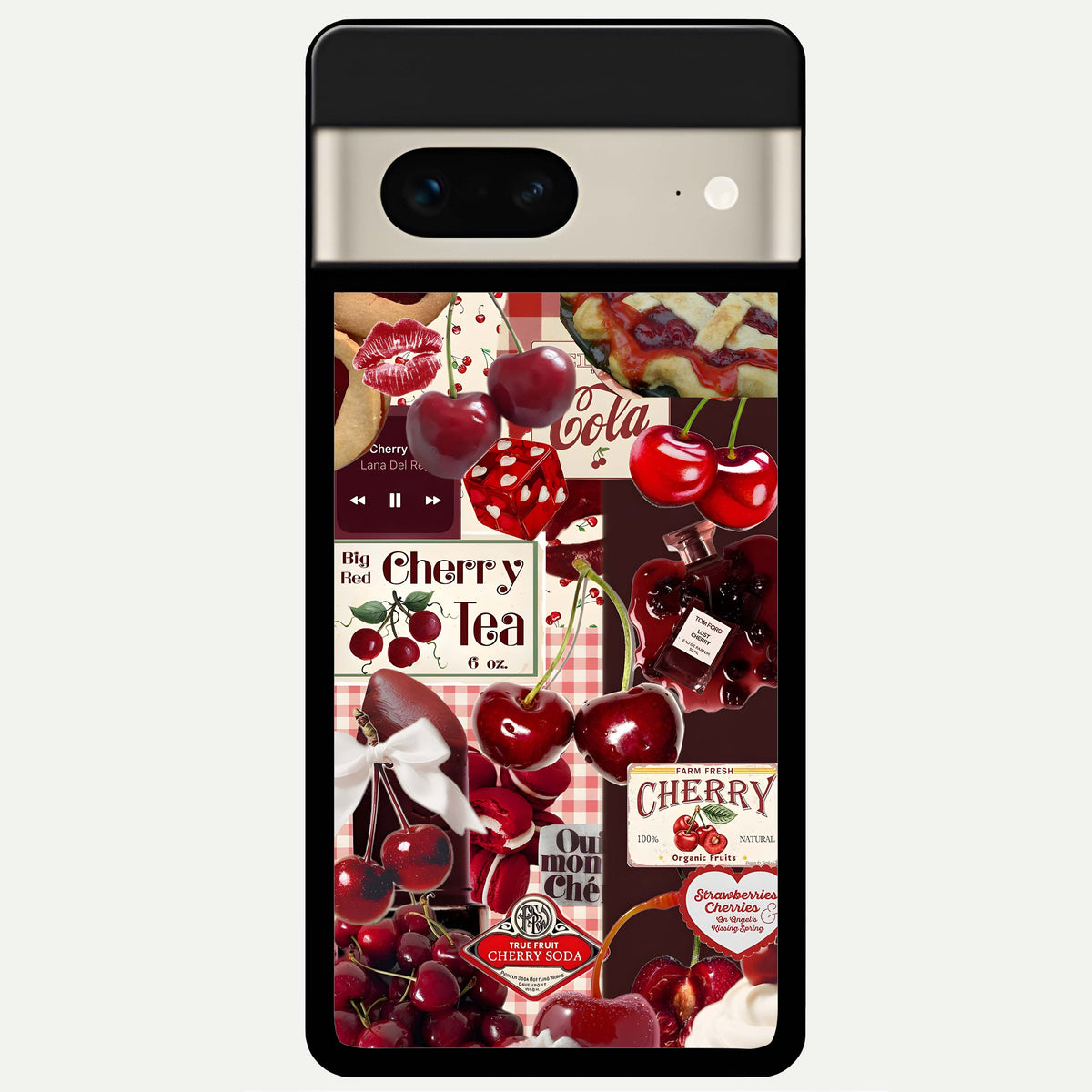  Aesthetic Cherry Tea Glass Case For Google Pixel 7 back cover – full design glossy printed glass finish