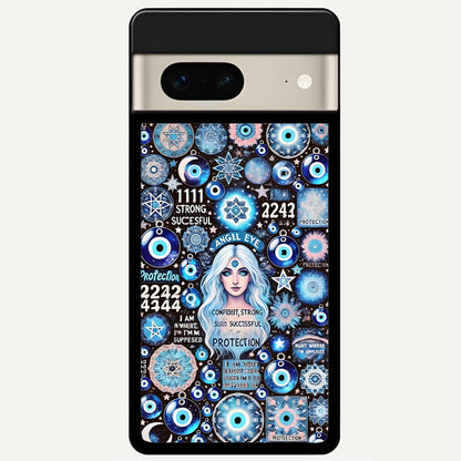  Angel Aura Shield Glass Case For Google Pixel 7 back cover – full design glossy printed glass finish