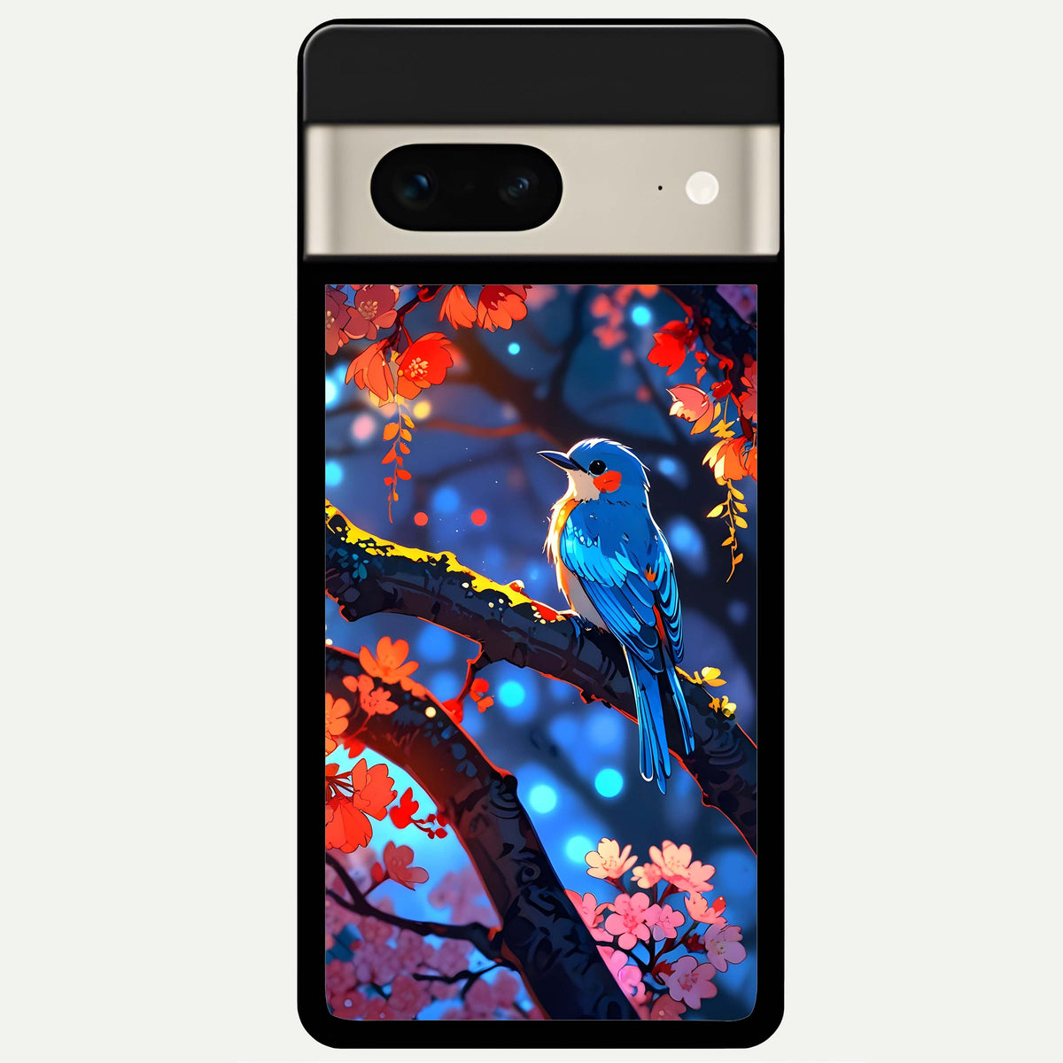  Blooming Water Drift Glass Case For Google Pixel 7 back cover – full design glossy printed glass finish