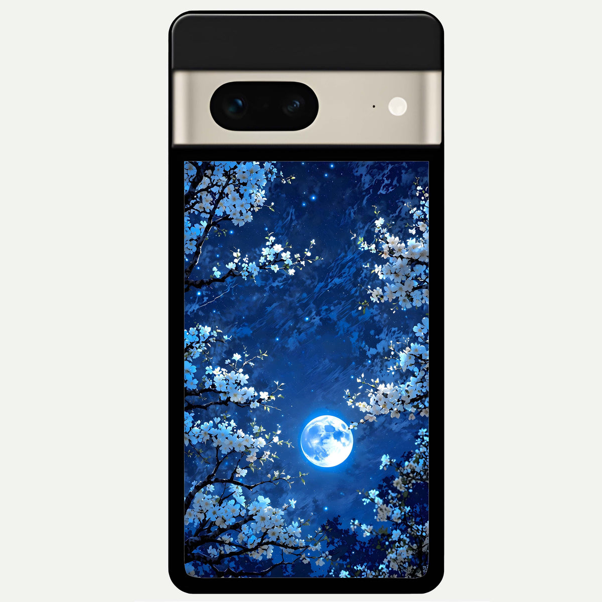  Blossom Moonlight Sky Glass Case For Google Pixel 7 back cover – full design glossy printed glass finish