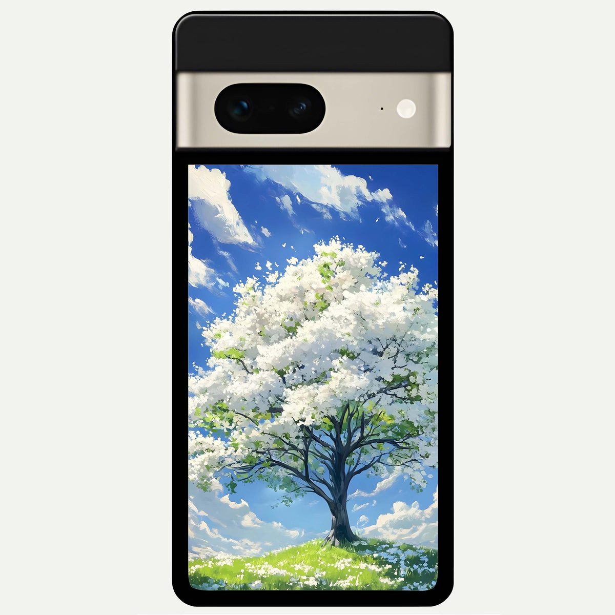  Blossom Sky Serenity Glass Case For Google Pixel 7 back cover – full design glossy printed glass finish