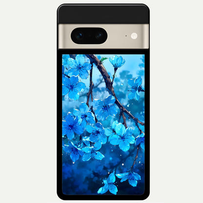  Blue Blossoms Branch Glass Case For Google Pixel 7 back cover – full design glossy printed glass finish