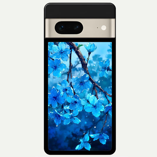  Blue Blossoms Branch Glass Case For Google Pixel 7 back cover – full design glossy printed glass finish