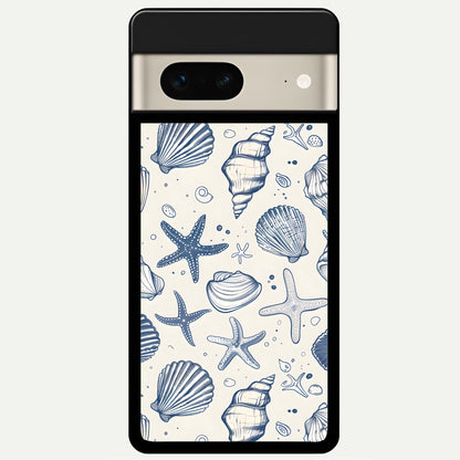 Blue Ocean Outline Glass Case For Google Pixel 7 back cover – full design glossy printed glass finish