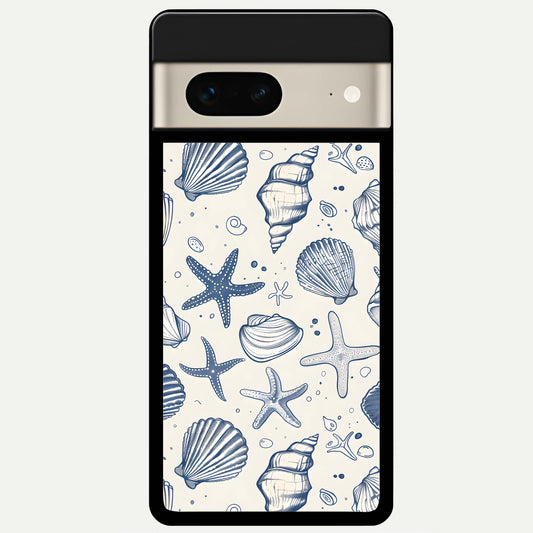  Blue Ocean Outline Glass Case For Google Pixel 7 back cover – full design glossy printed glass finish