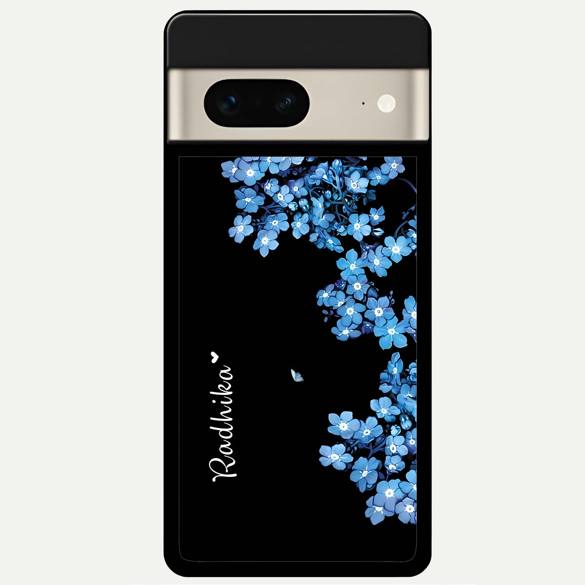  Blue Petal Dream Custom Name Glass Case For Google Pixel 7 back cover – full design glossy printed glass finish