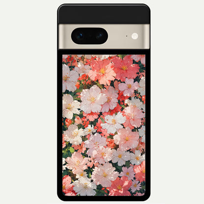  Blush Bloom Field Glass Case For Google Pixel 7 back cover – full design glossy printed glass finish