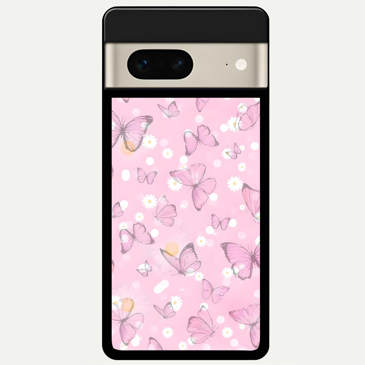  Blush Butterfly Garden Glass Case For Google Pixel 7 back cover – full design glossy printed glass finish