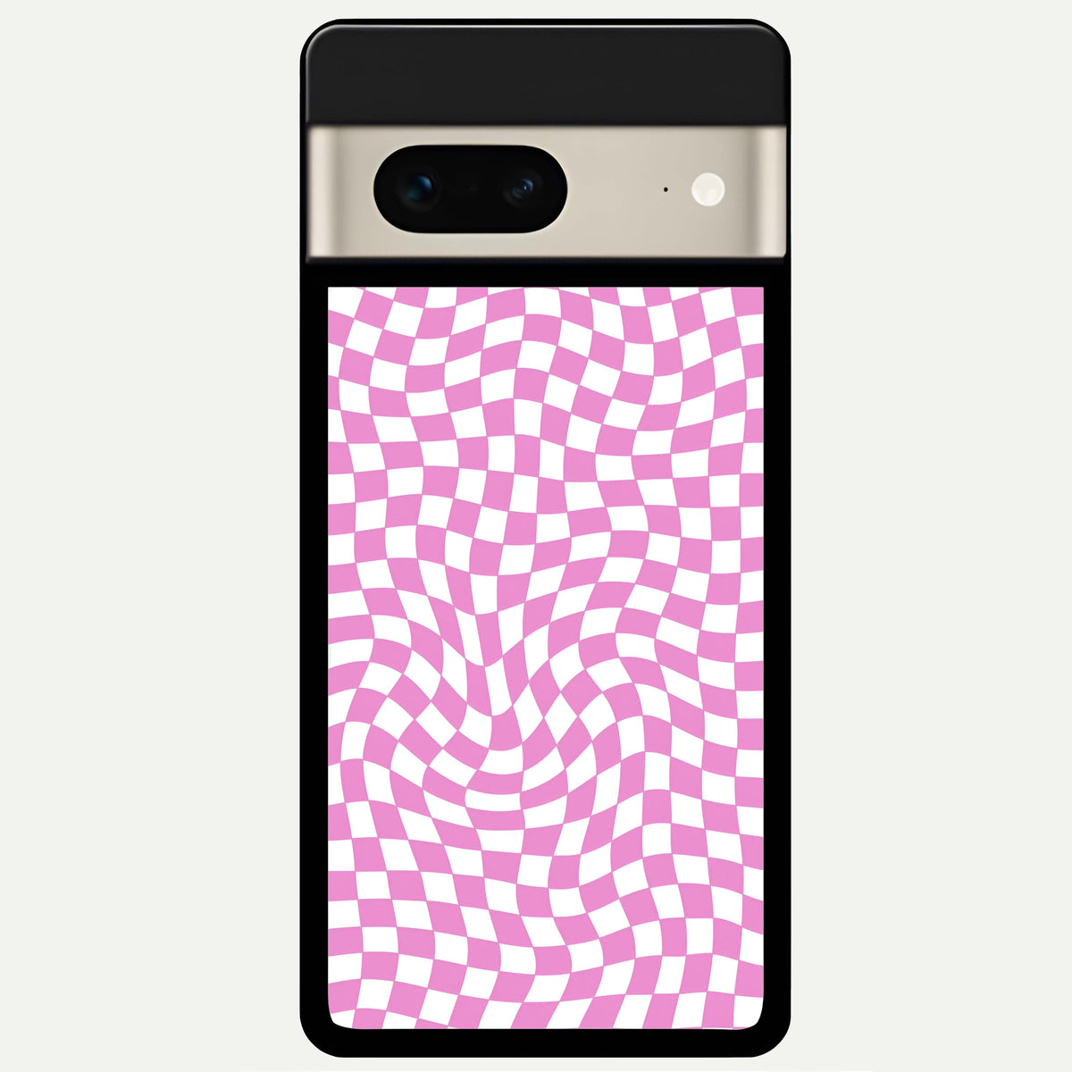  Bubblegum Check Wave Glass Case For Google Pixel 7 back cover – full design glossy printed glass finish