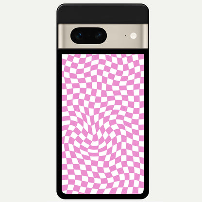  Bubblegum Check Wave Glass Case For Google Pixel 7 back cover – full design glossy printed glass finish