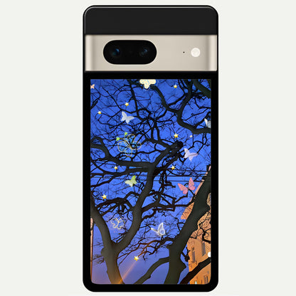  Butterfly Night Magic Glass Case For Google Pixel 7 back cover – full design glossy printed glass finish