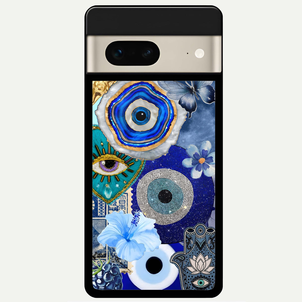  Celestial Blue Vision Glass Case For Google Pixel 7 back cover – full design glossy printed glass finish