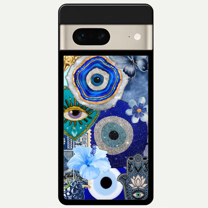 Celestial Blue Vision Glass Case For Google Pixel 7 back cover – full design glossy printed glass finish