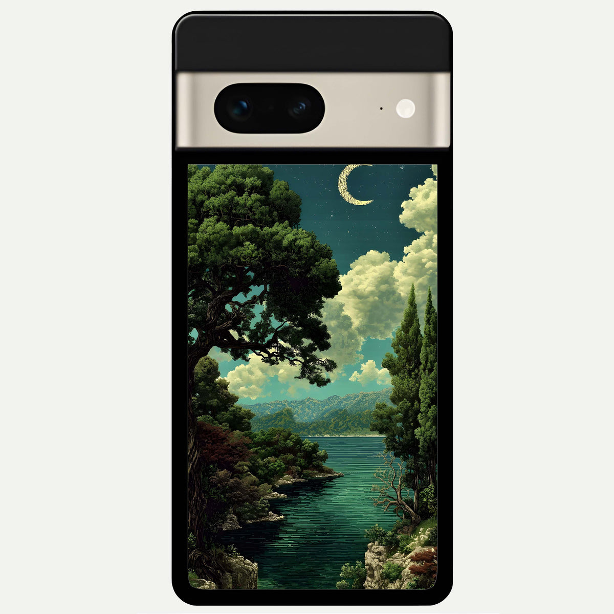  Celestial Lake Peace Glass Case For Google Pixel 7 back cover – full design glossy printed glass finish