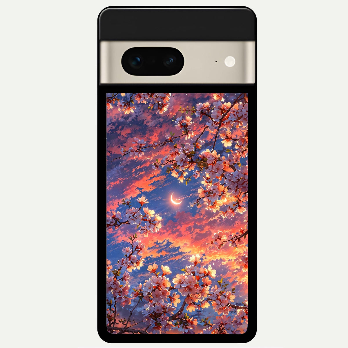  Celestial Sakura Sunset Glass Case For Google Pixel 7 back cover – full design glossy printed glass finish
