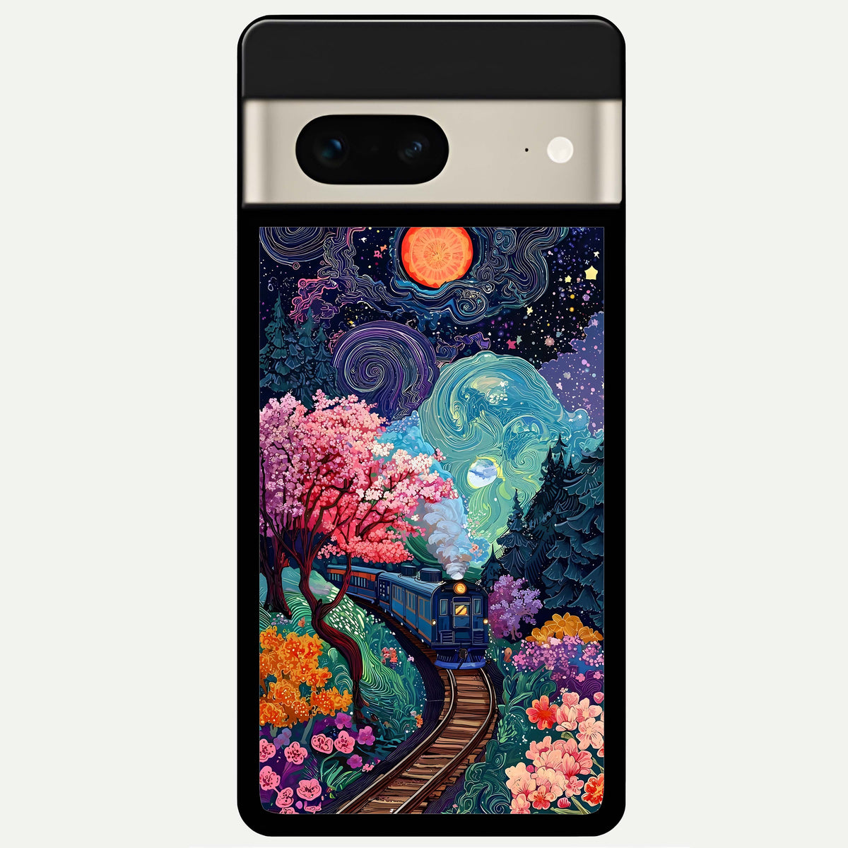  Celestial Train Journey Glass Case For Google Pixel 7 back cover – full design glossy printed glass finish