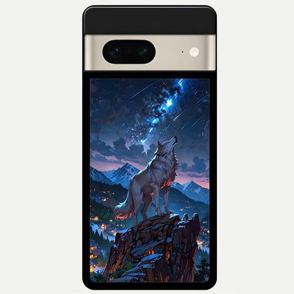  Celestial Wolf Howl Glass Case For Google Pixel 7 back cover – full design glossy printed glass finish