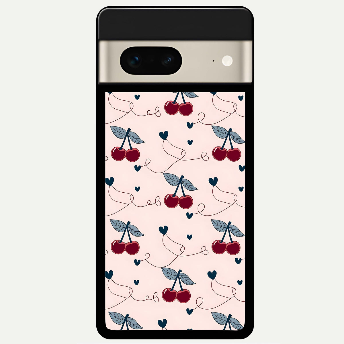 Cherry Heart Line Glass Case For Google Pixel 7 back cover – full design glossy printed glass finish