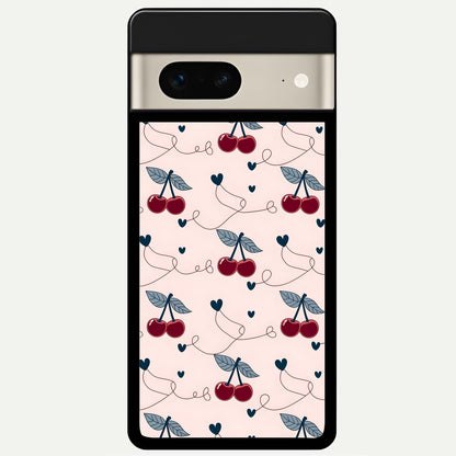  Cherry Heart Line Glass Case For Google Pixel 7 back cover – full design glossy printed glass finish