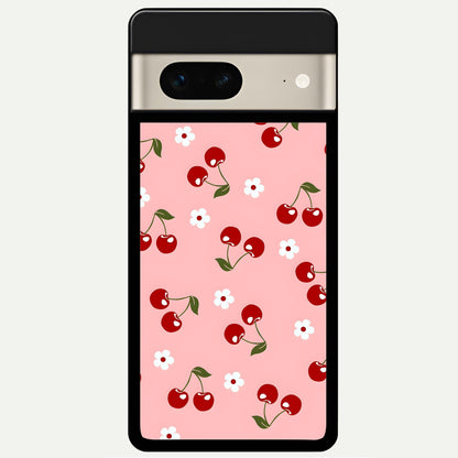  Cherry Love Mood Glass Case For Google Pixel 7 back cover – full design glossy printed glass finish