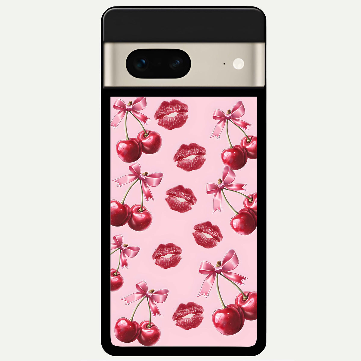  Cherry With Lips Glass Case For Google Pixel 7 back cover – full design glossy printed glass finish