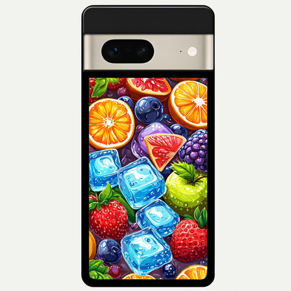  Colorful Fruits with Ice Glass Case For Google Pixel 7 back cover – full design glossy printed glass finish