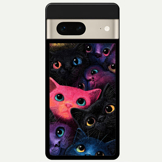  Cosmic Cats Dreams Glass Case For Google Pixel 7 back cover – full design glossy printed glass finish