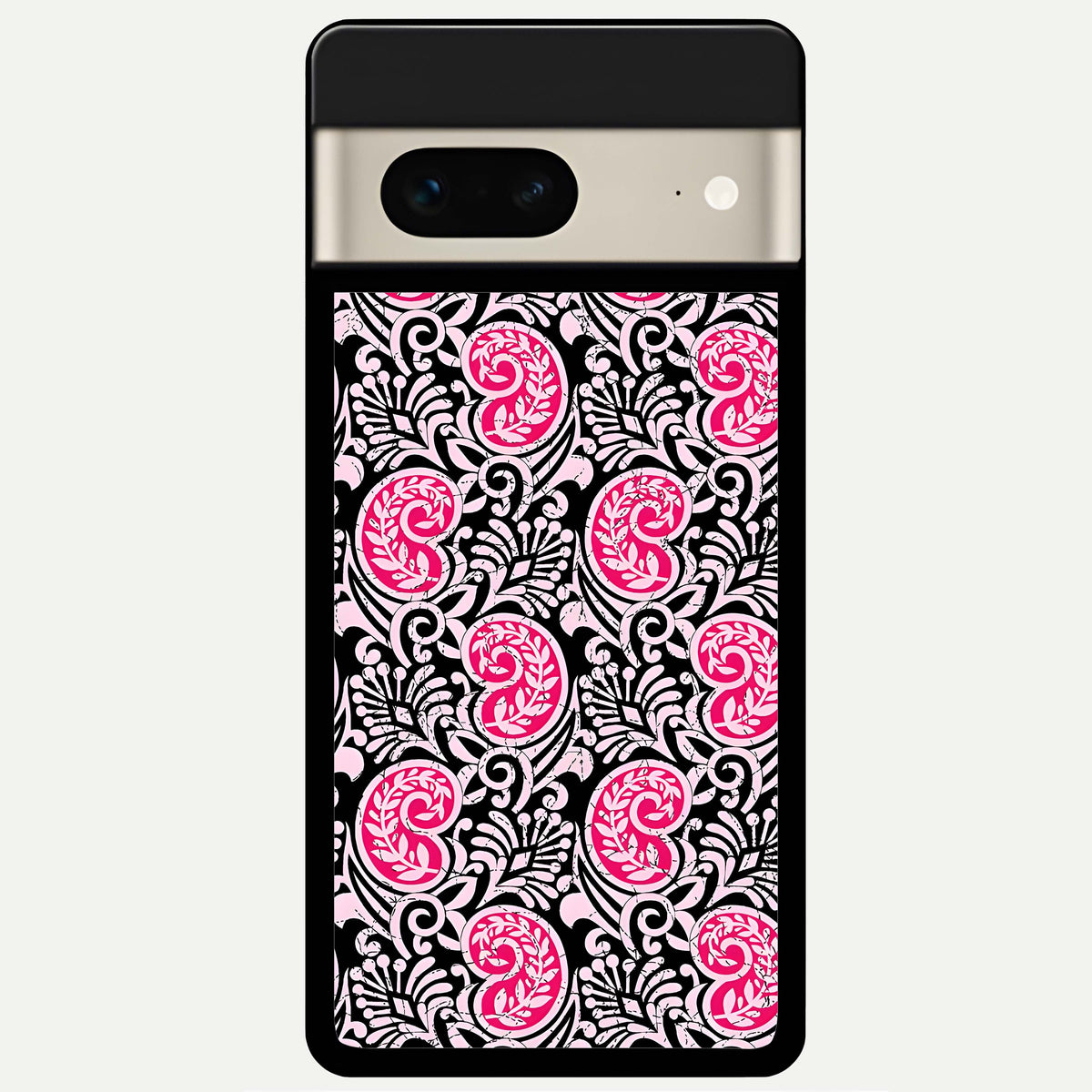  Crimson Paisley Charm Glass Case For Google Pixel 7 back cover – full design glossy printed glass finish