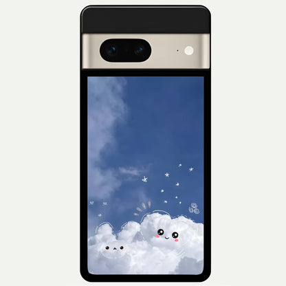  Cute Blossom Cloud Glass Case For Google Pixel 7 back cover – full design glossy printed glass finish