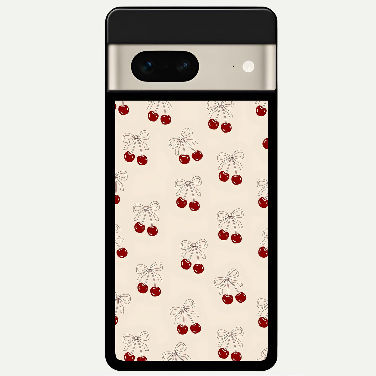 Cute Cherry Pattern Glass Case For Google Pixel 7 back cover – full design glossy printed glass finish