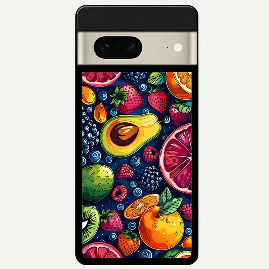  Cute Fruits Art Glass Case For Google Pixel 7 back cover – full design glossy printed glass finish