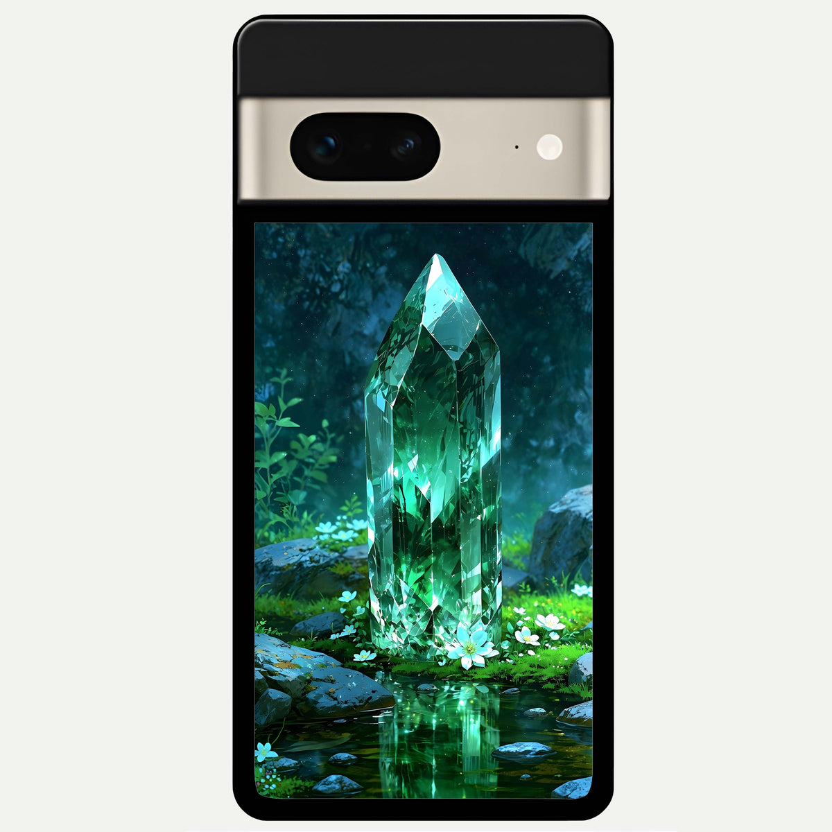  Emerald Light Crystal Glass Case For Google Pixel 7 back cover – full design glossy printed glass finish