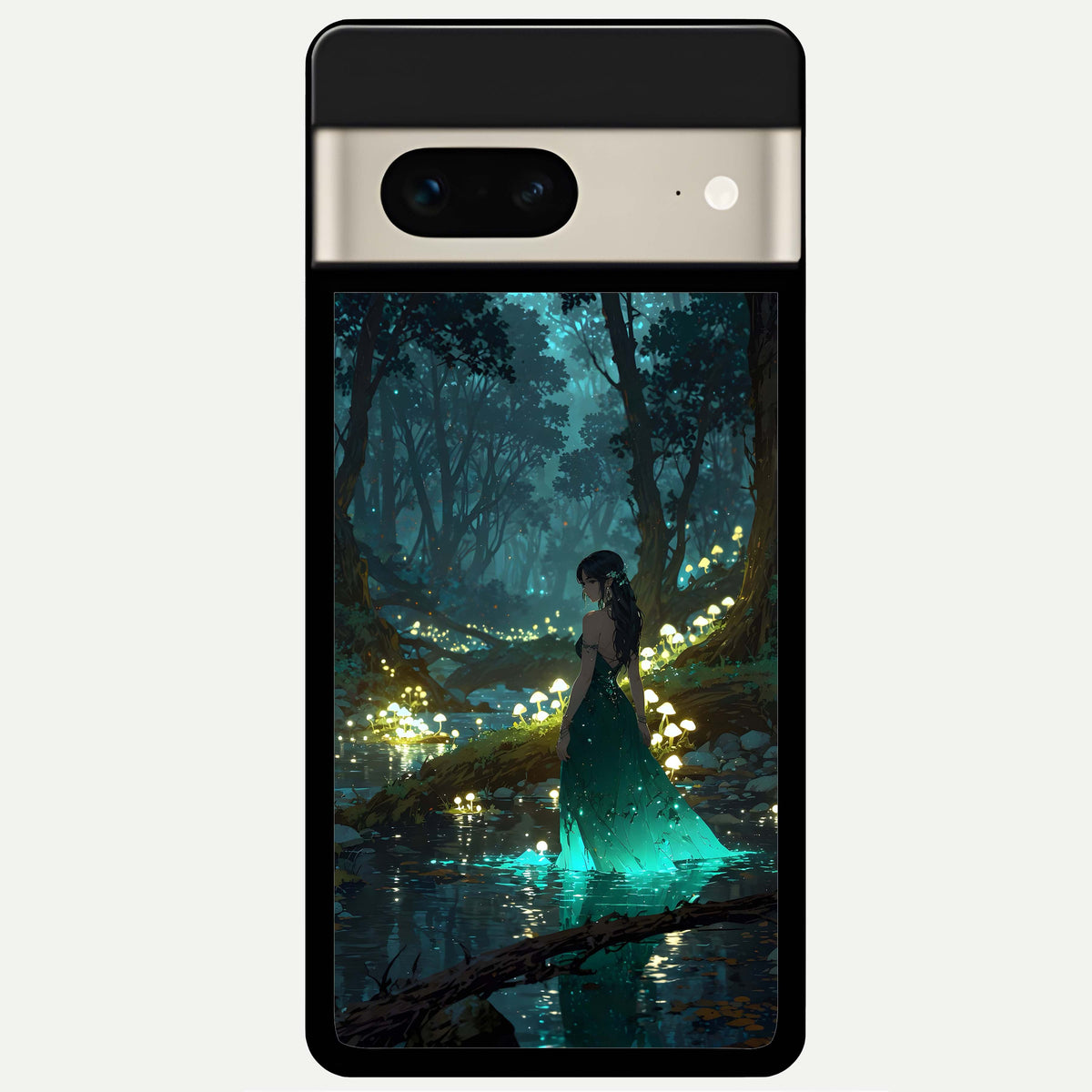  Enchanted Forest Glow Glass Case For Google Pixel 7 back cover – full design glossy printed glass finish