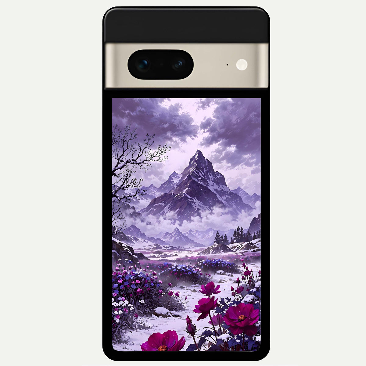  Flower Mountain View Glass Case For Google Pixel 7 back cover – full design glossy printed glass finish