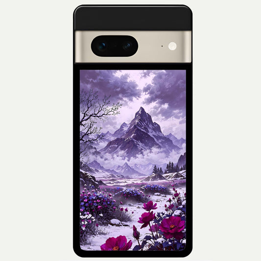 Flower Mountain View Glass Case For Google Pixel 7 back cover – full design glossy printed glass finish
