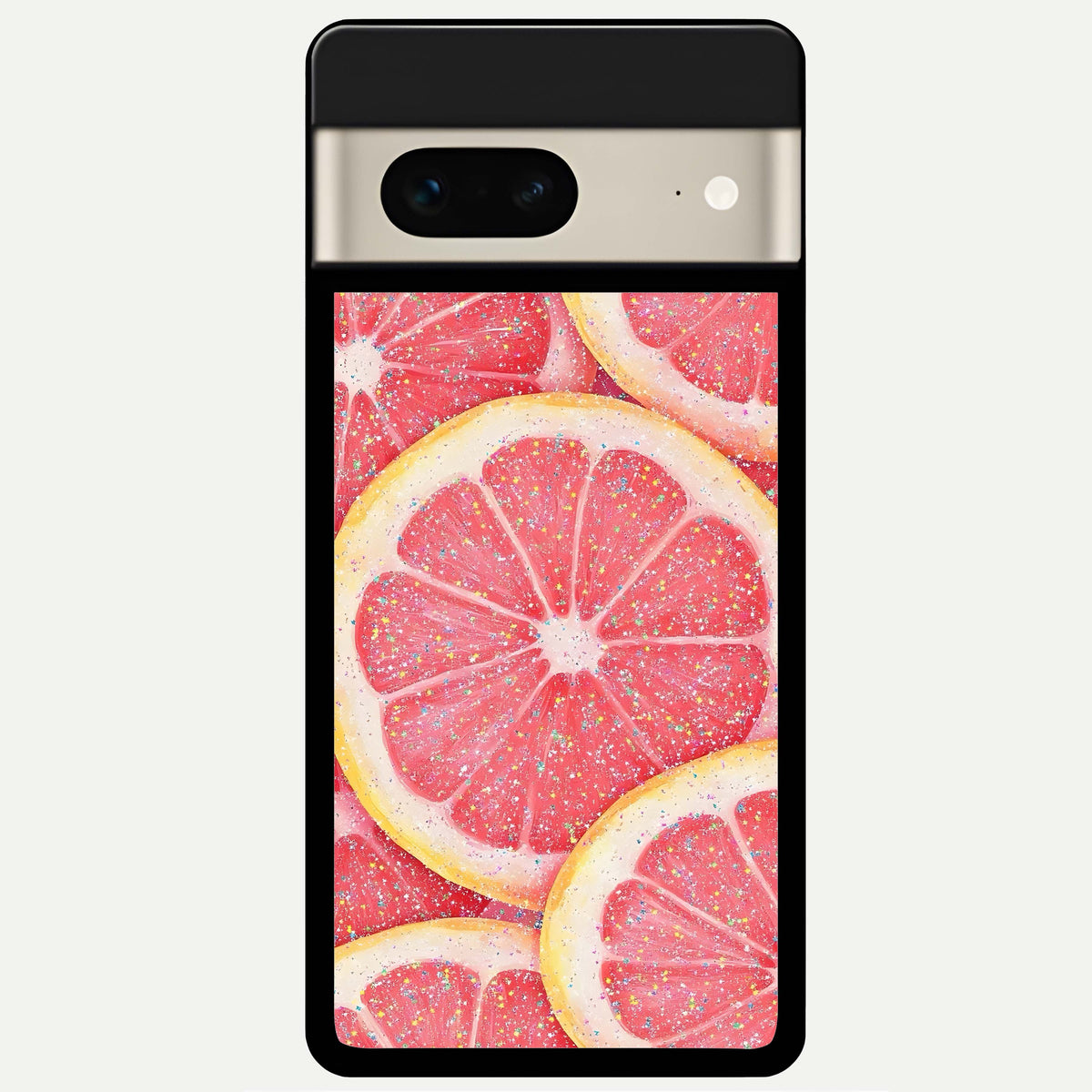  Glitter Grapefruit Glass Case For Google Pixel 7 back cover – full design glossy printed glass finish