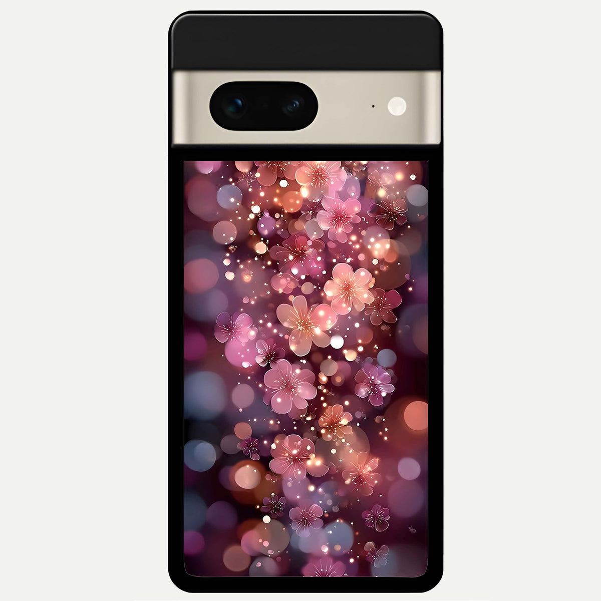  Glowing Petal Bliss Glass Case For Google Pixel 7 back cover – full design glossy printed glass finish