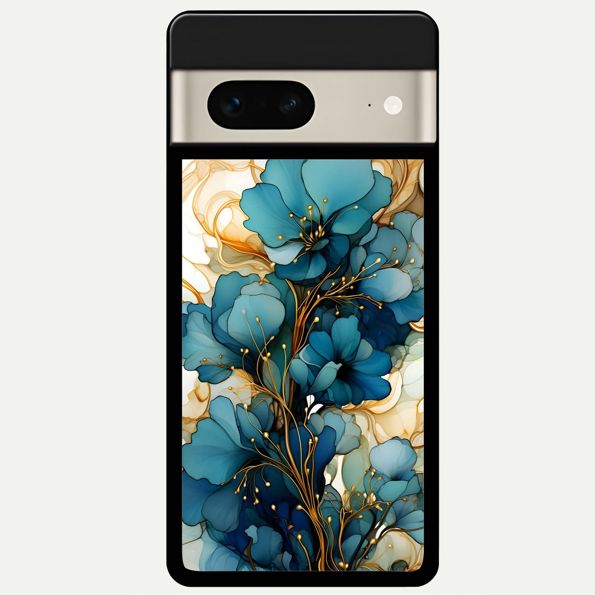  Golden Bloom Symphony Glass Case For Google Pixel 7 back cover – full design glossy printed glass finish