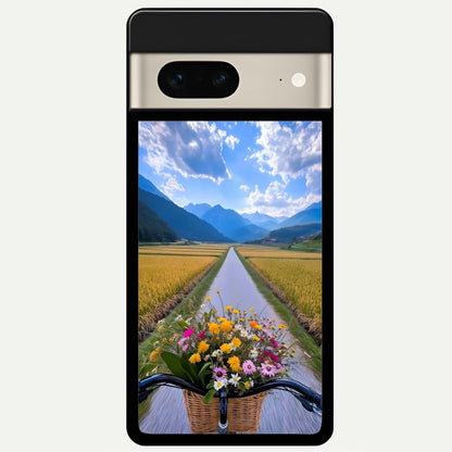  Golden Field Journey Glass Case For Google Pixel 7 back cover – full design glossy printed glass finish