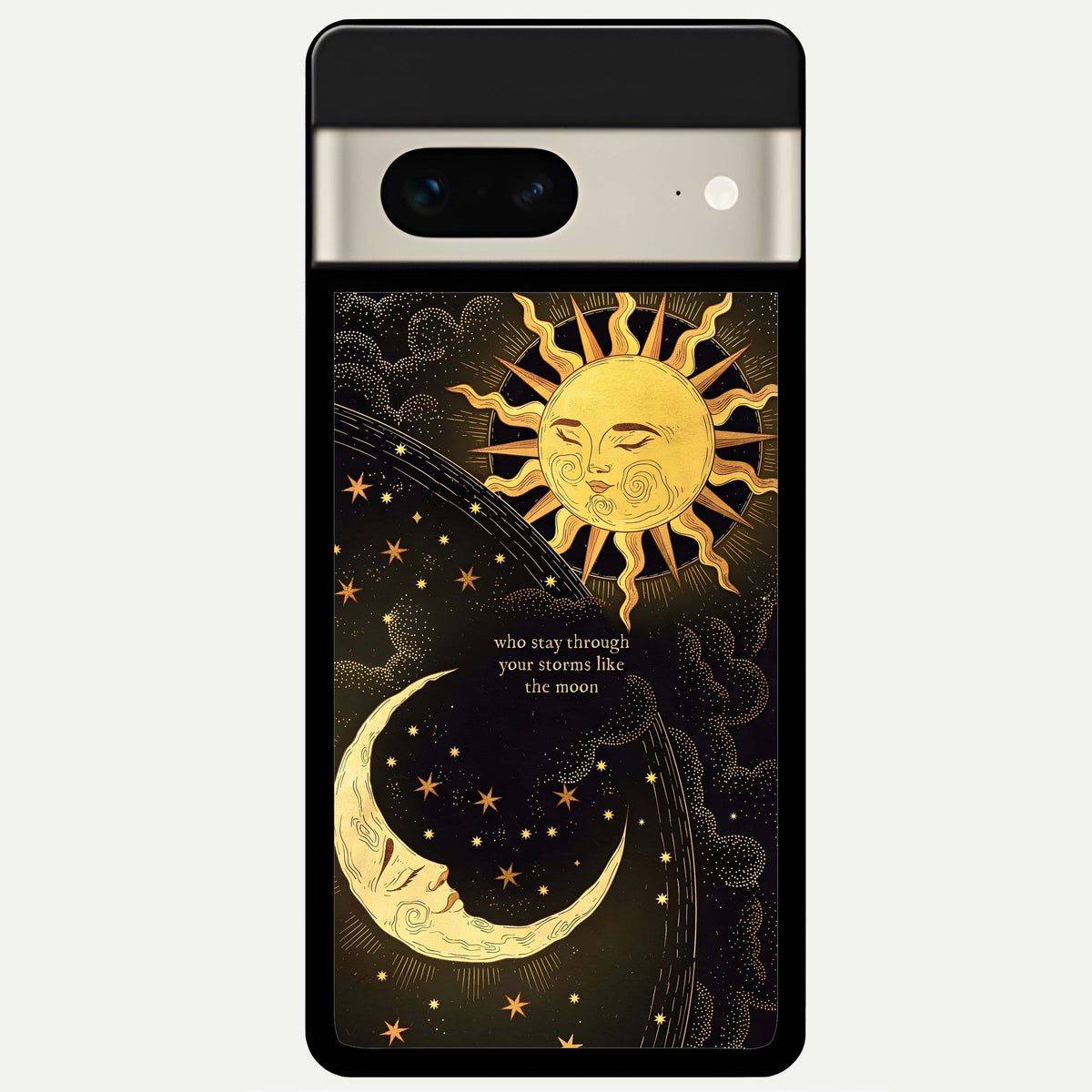 Golden Lunar Love Glass Case For Google Pixel 7 back cover – full design glossy printed glass finish