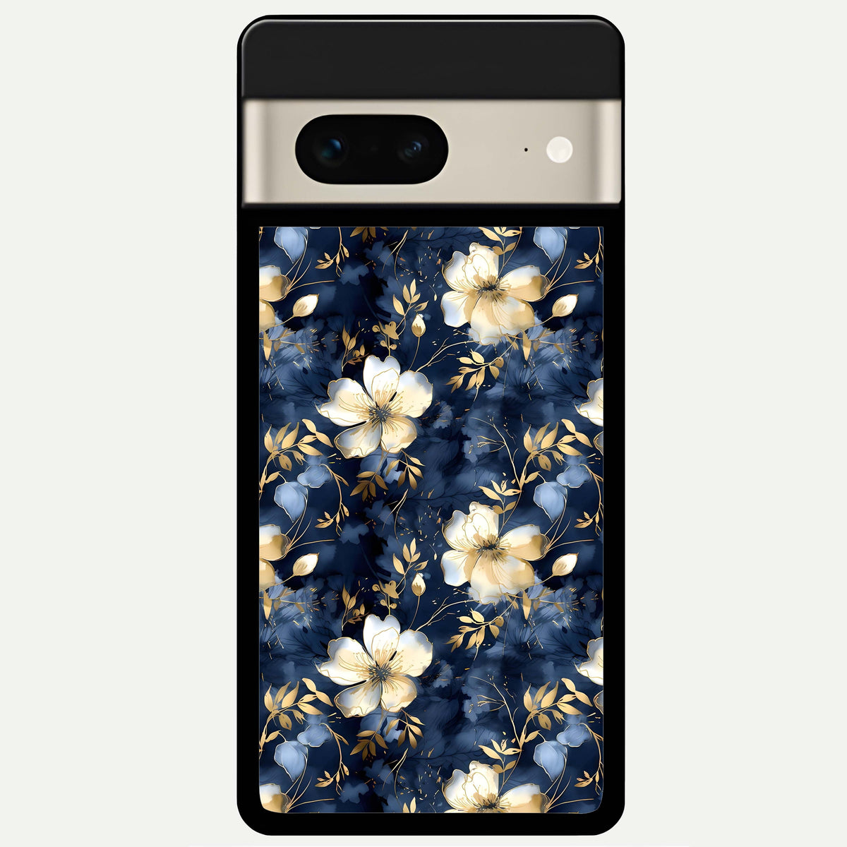  Golden Midnight Bloom Glass Case For Google Pixel 7 back cover – full design glossy printed glass finish