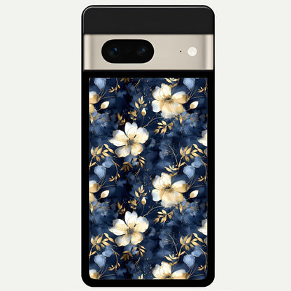  Golden Midnight Bloom Glass Case For Google Pixel 7 back cover – full design glossy printed glass finish