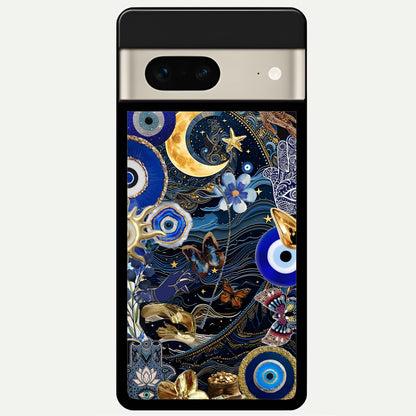  Golden Moon Magic Glass Case For Google Pixel 7 back cover – full design glossy printed glass finish