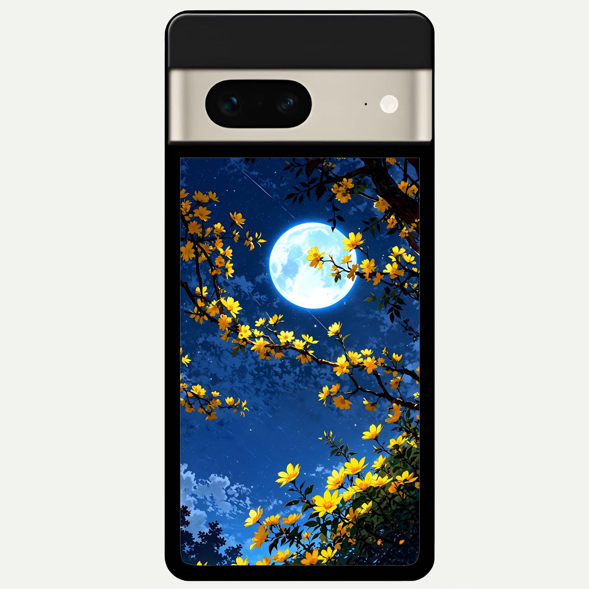  Golden Night Glow Glass Case For Google Pixel 7 back cover – full design glossy printed glass finish