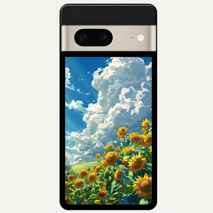  Golden Sun Glory Glass Case For Google Pixel 7 back cover – full design glossy printed glass finish