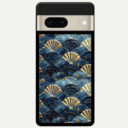  Golden Wave Luxe Glass Case For Google Pixel 7 back cover – full design glossy printed glass finish